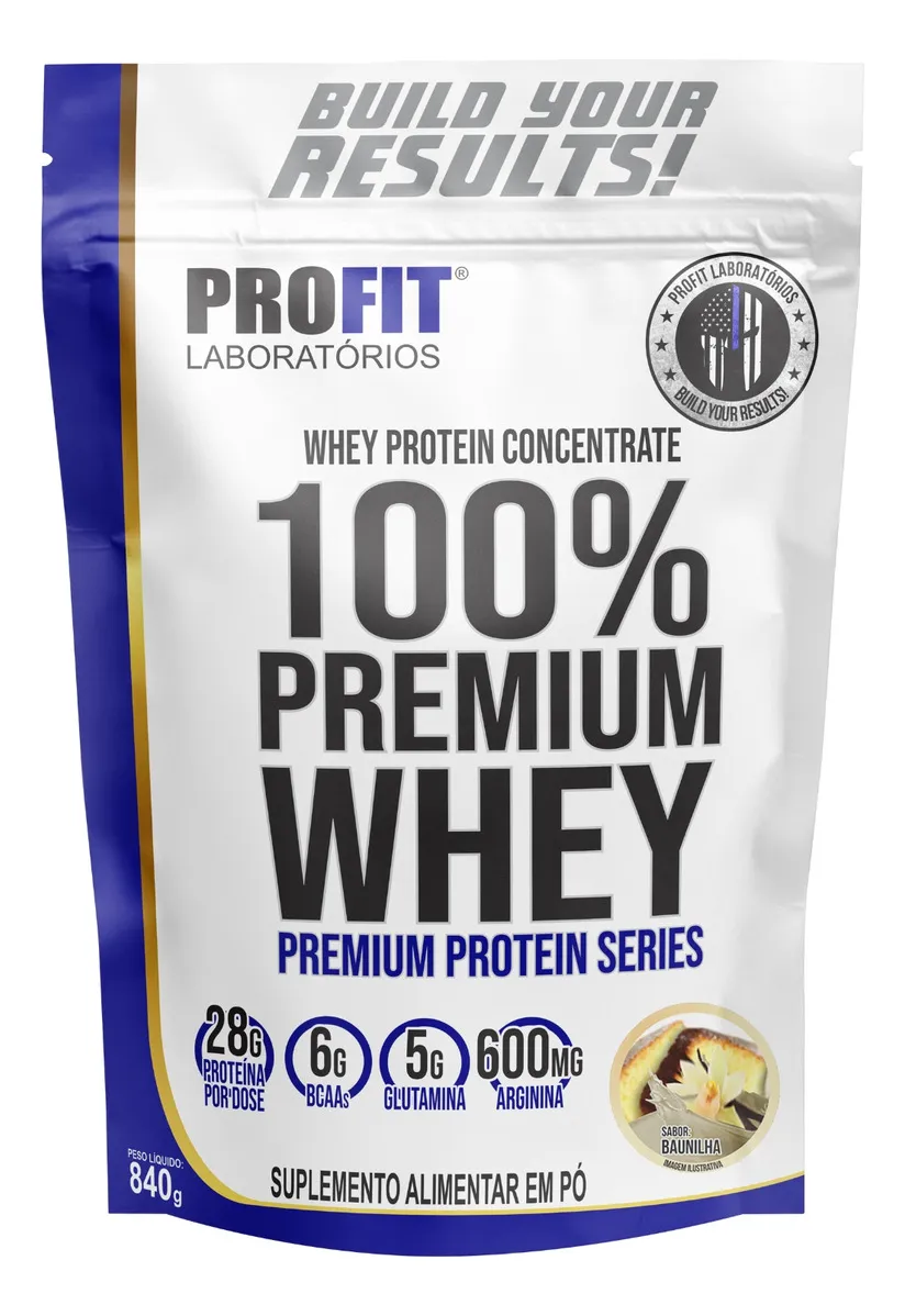 Whey Protein 100% Concentrado Premium 840g Profit Sabor Baunilha