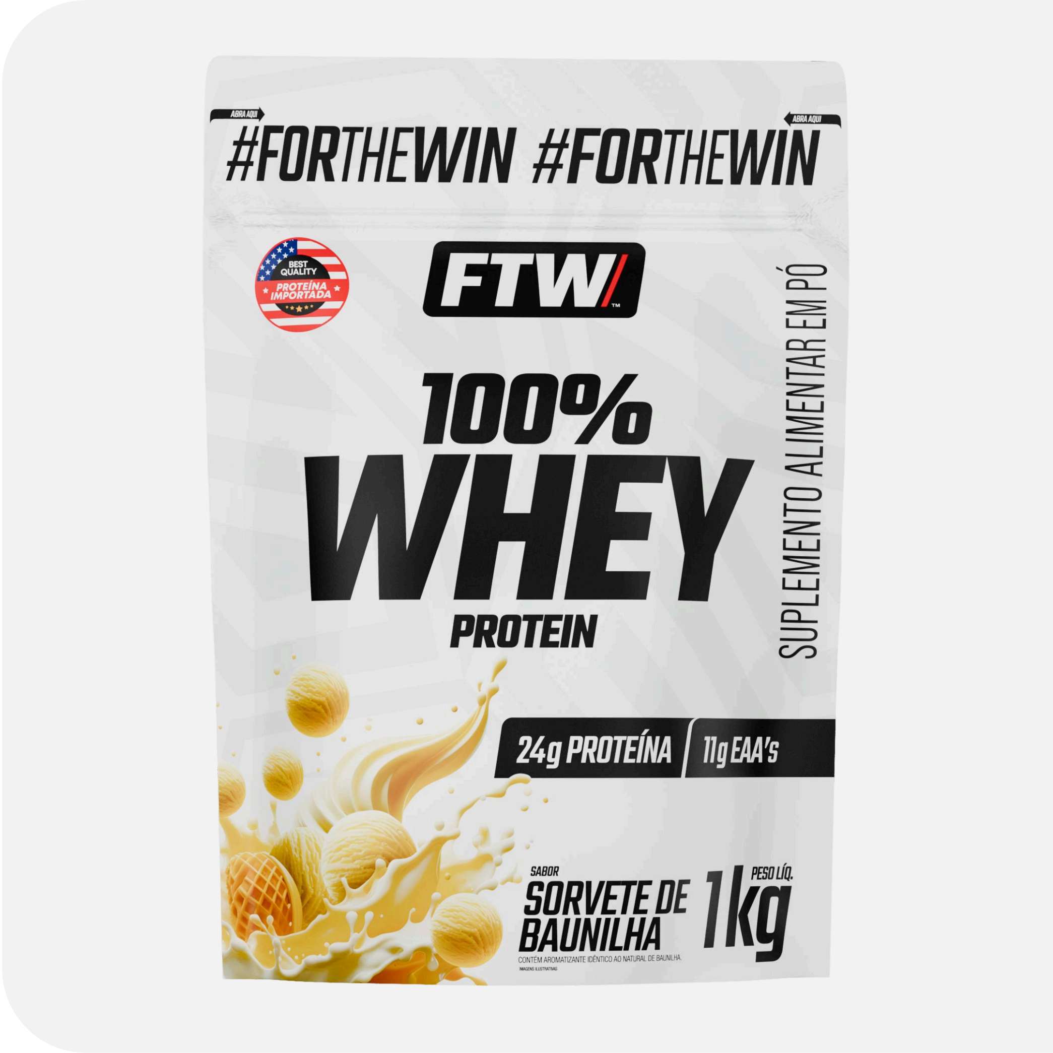 100% Whey Protein Refil 1kg - Sorvete de Baunilha