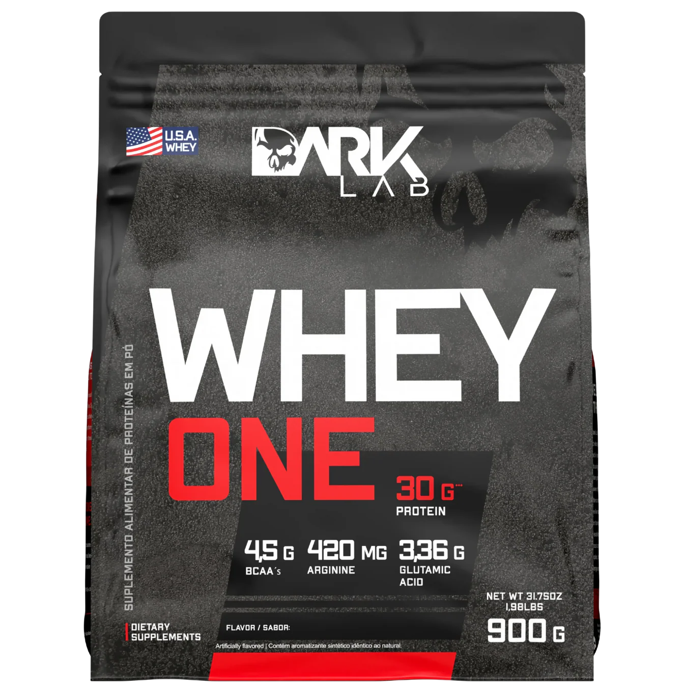 Whey 100% Hd Refil Black Skull - 900g Sabor Morango